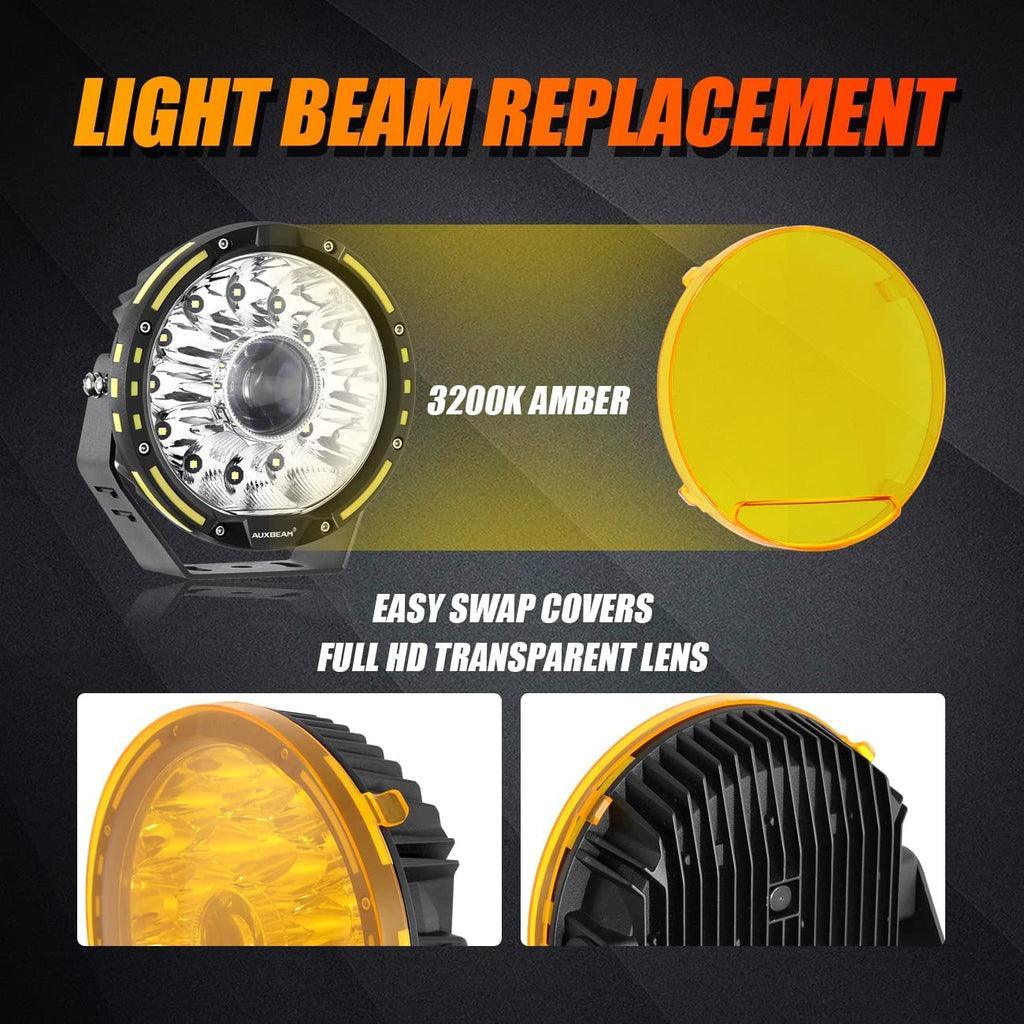 (2pcs/set) 7 Inch 230W 33332LM 360-PRO Series Custom Lens Offroad LED Driving Lights+Amber/Black Covers(Optional) for FORD F150 F250
