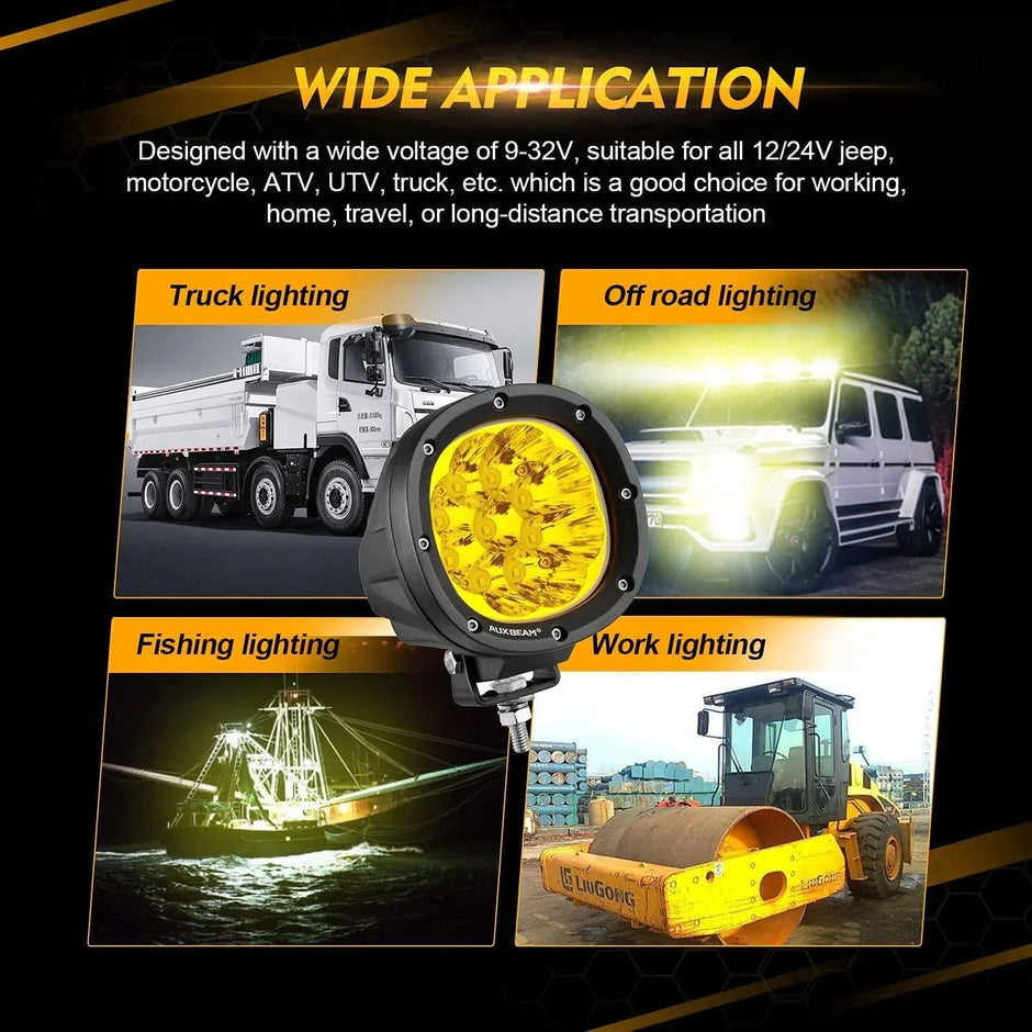 P4 Series | 4 Inch 90W Round LED Driving Lights Spot Amber Pod Lights