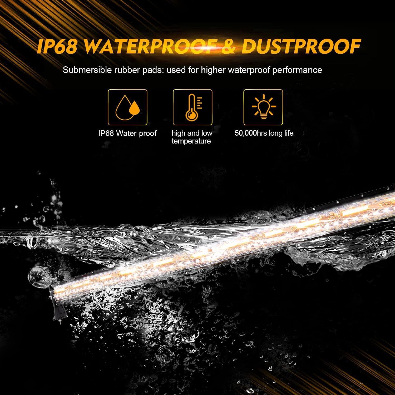 6 Modes Series 42 Inch White&Amber Curved Off Road Led Light Bar