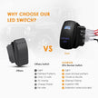 (2 Leads)LED Light Bar Rocker Switch with 3Pcs Switching Lines Wiring Loom Harness Kit with Fuse and Relay
