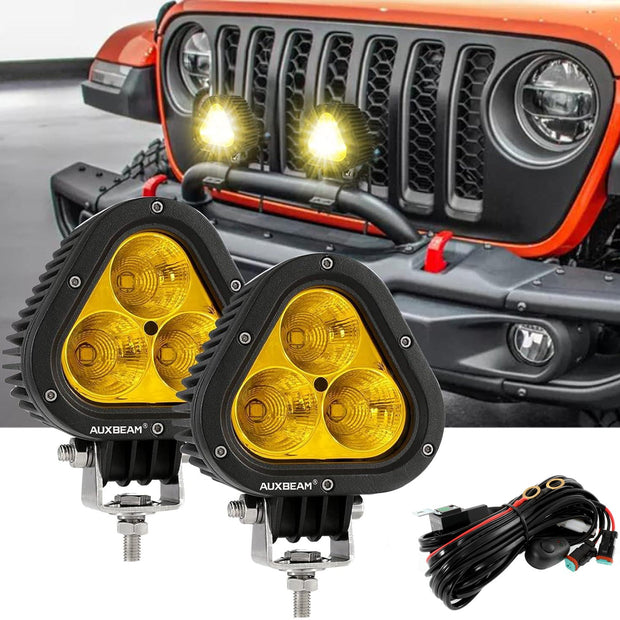 T4 Series | 4 Inch 90W Triangle Spot Amber LED Pods Lights