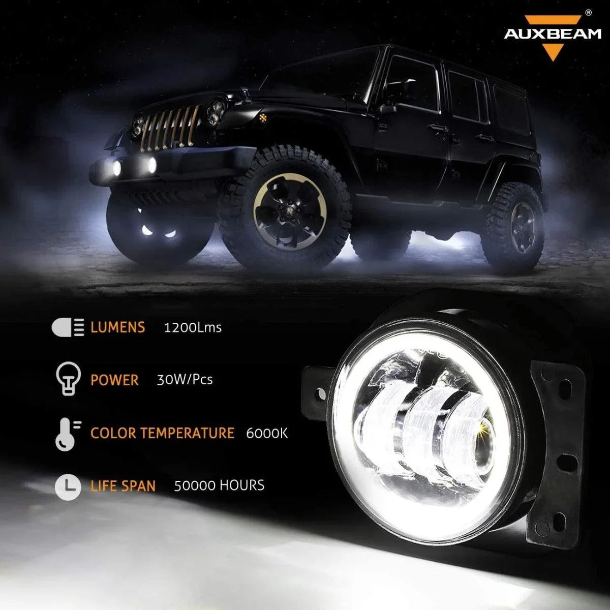 (2pcs/set) 4'' 30W Round LED Fog Lights With DRL&Amber Turn Signal for Jeep Wrangler JL JLU 2018 2019 2020, Jeep Gladiator JT 2018+