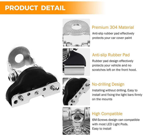 3 Inch 40W Spot/Flood Beam LED Pods Light + Universal LED Working Lights Mounting Brackets