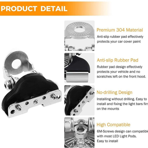 3 Inch 40W Spot/Flood Beam LED Pods Light + Universal LED Working Lights Mounting Brackets