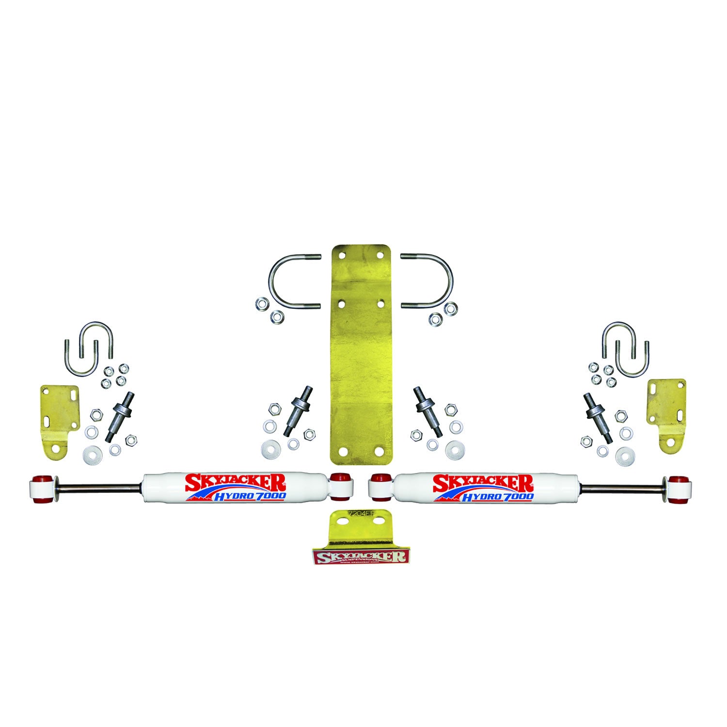 Steering Stabilizer Dual Kit Incl. Hydro 7000 Steering Dampners Brackets Hardware For Use w/OEM Diameter Tie Rod White Skyjacker