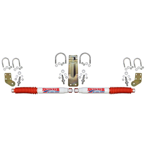 7000 Dual Steering Stabilizer Kit With White Cylinders and Red Boots 2005-2023 Ford F250/F350 Super Duty Skyjacker