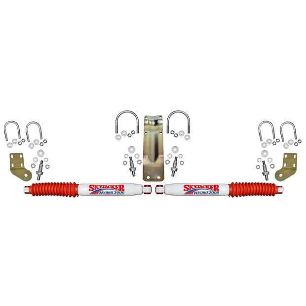 7000 Dual Steering Stabilizer Kit With White Cylinders and Red Boots 2005-2023 Ford F250/F350 Super Duty Skyjacker