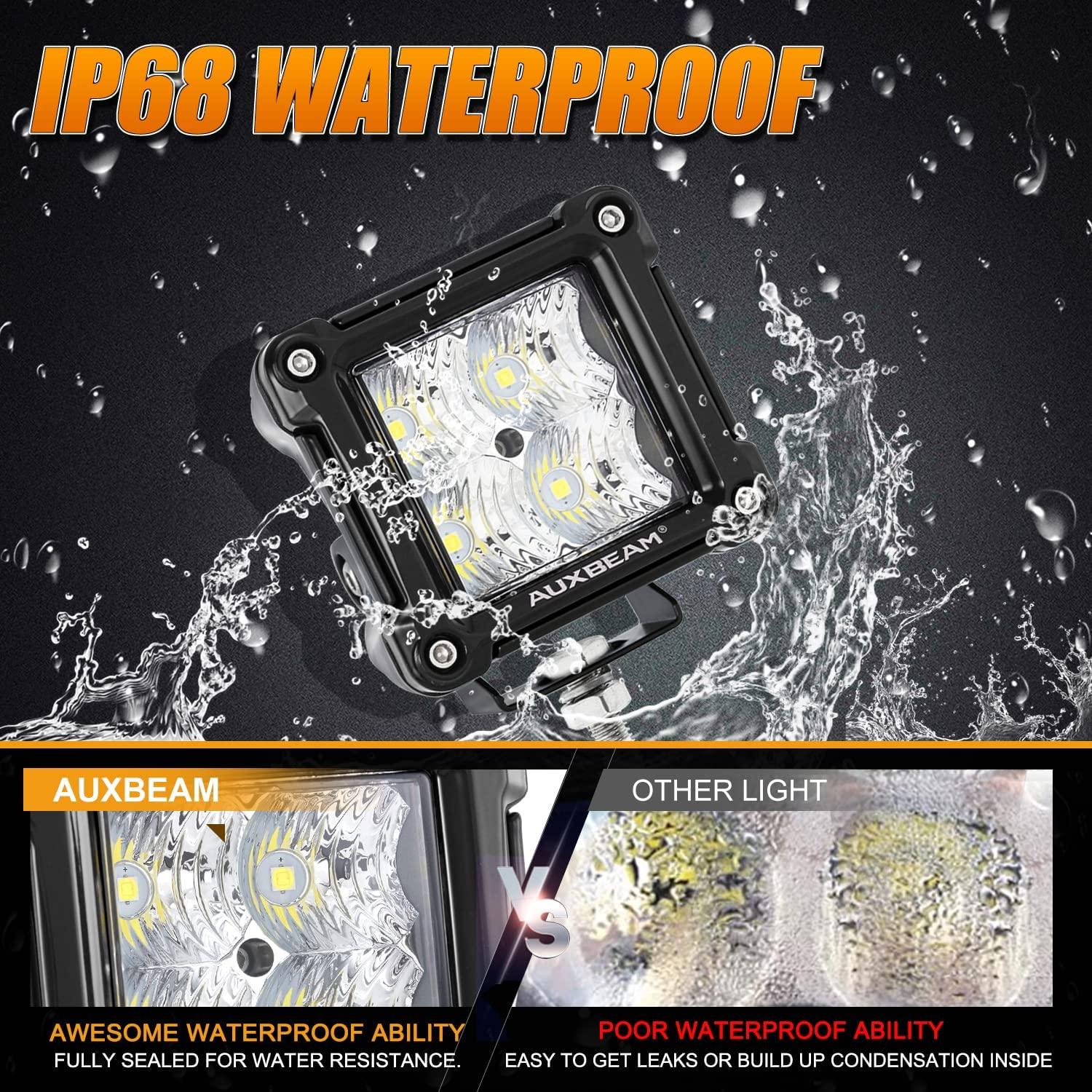 3 Inch Spot/Flood Beam LED Pods Light + Universal LED Working Lights Mounting Brackets