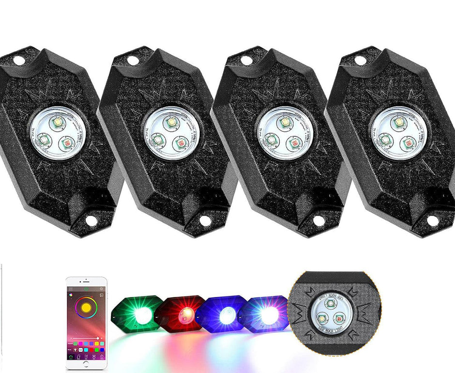 RGB LED Rock Light Set with Bluetooth Controller