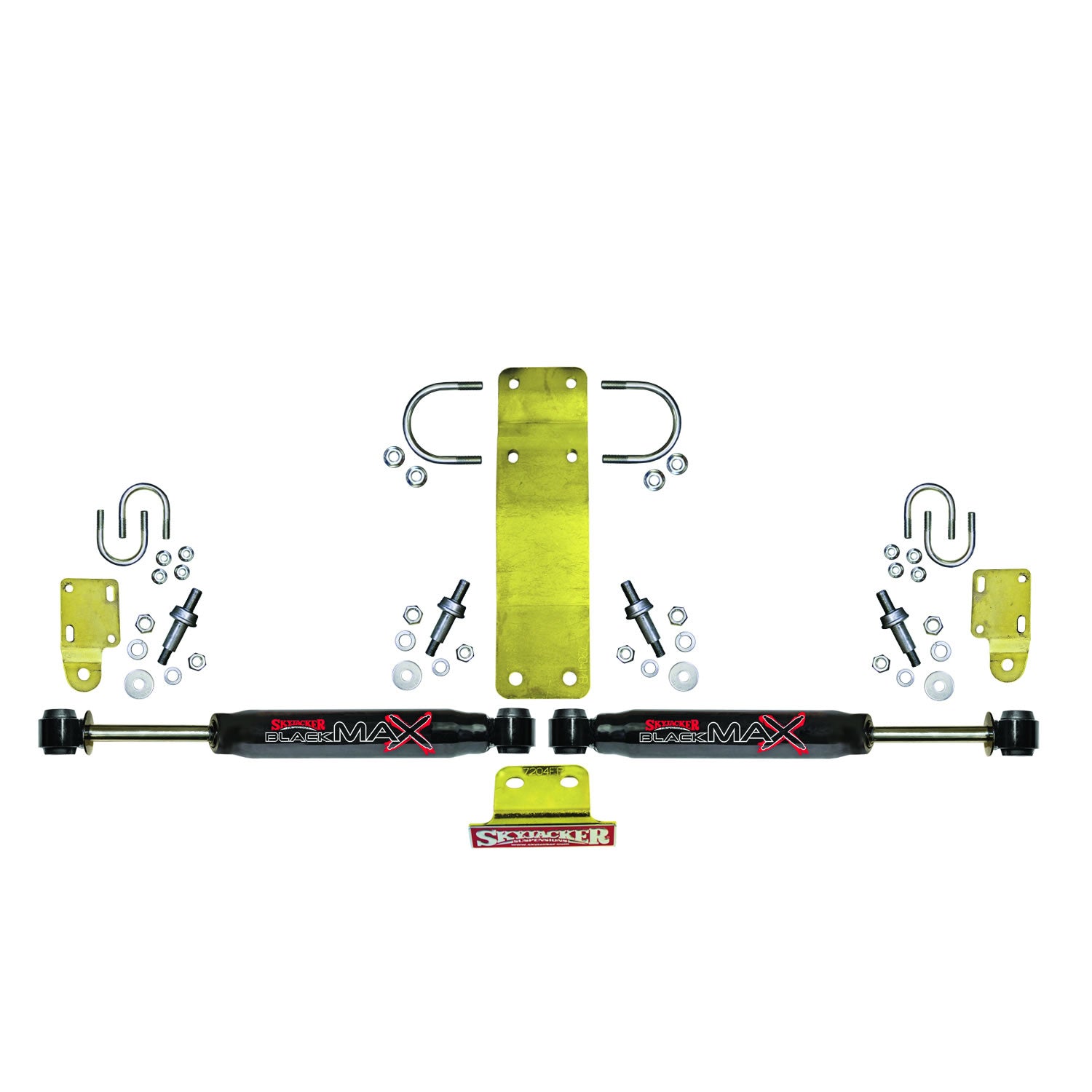 Steering Stabilizer Dual Kit Incl. Black Max Steering Dampners Brackets Hardware For Use w/OEM Diameter Tie Rod Black Skyjacker