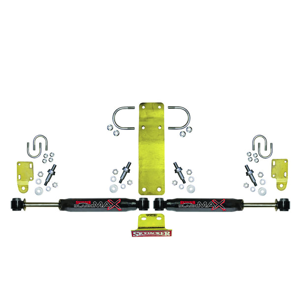 Steering Stabilizer Dual Kit Incl. Black Max Steering Dampners Brackets Hardware For Use w/OEM Diameter Tie Rod Black Skyjacker
