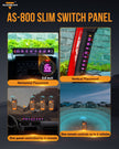 AS-800 RGB Slim Switch Panel with APP&Remote Control, Toggle/ Momentary/ Pulsed Mode Supported(One-Sided Outlet)