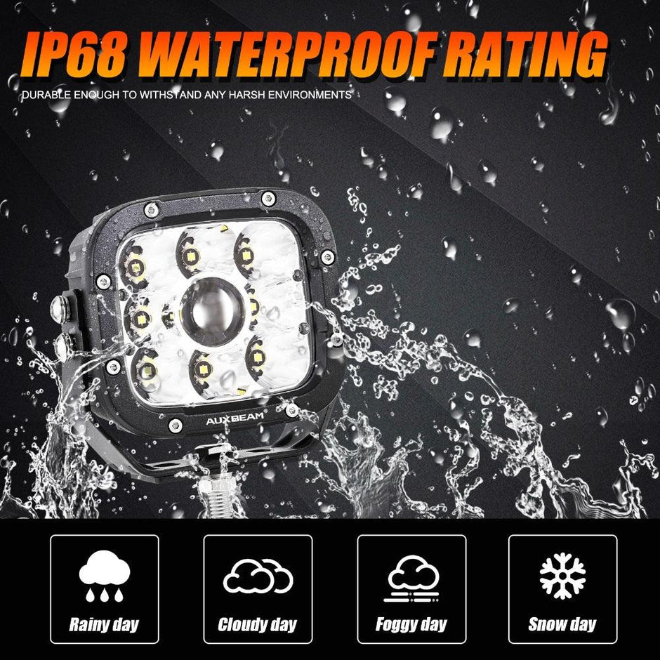 5 Inch 110W White/Amber LED Driving Lights Pods Light with A-Pillar Mounting Bracket For Ford Bronco 2/4 Door 2021 2022