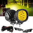 4 Inch 90W Round Yellow Spot LED Driving Lights with Dual A-Pillar Mounting Bracket For Ford Bronco 2/4 Door 2021 2022