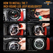 7'' LED Halo Headlights & 4'' 30W LED Fog Lights With White DRL with Amber Turn Signal For Jeep Wrangler2007-2018 JK