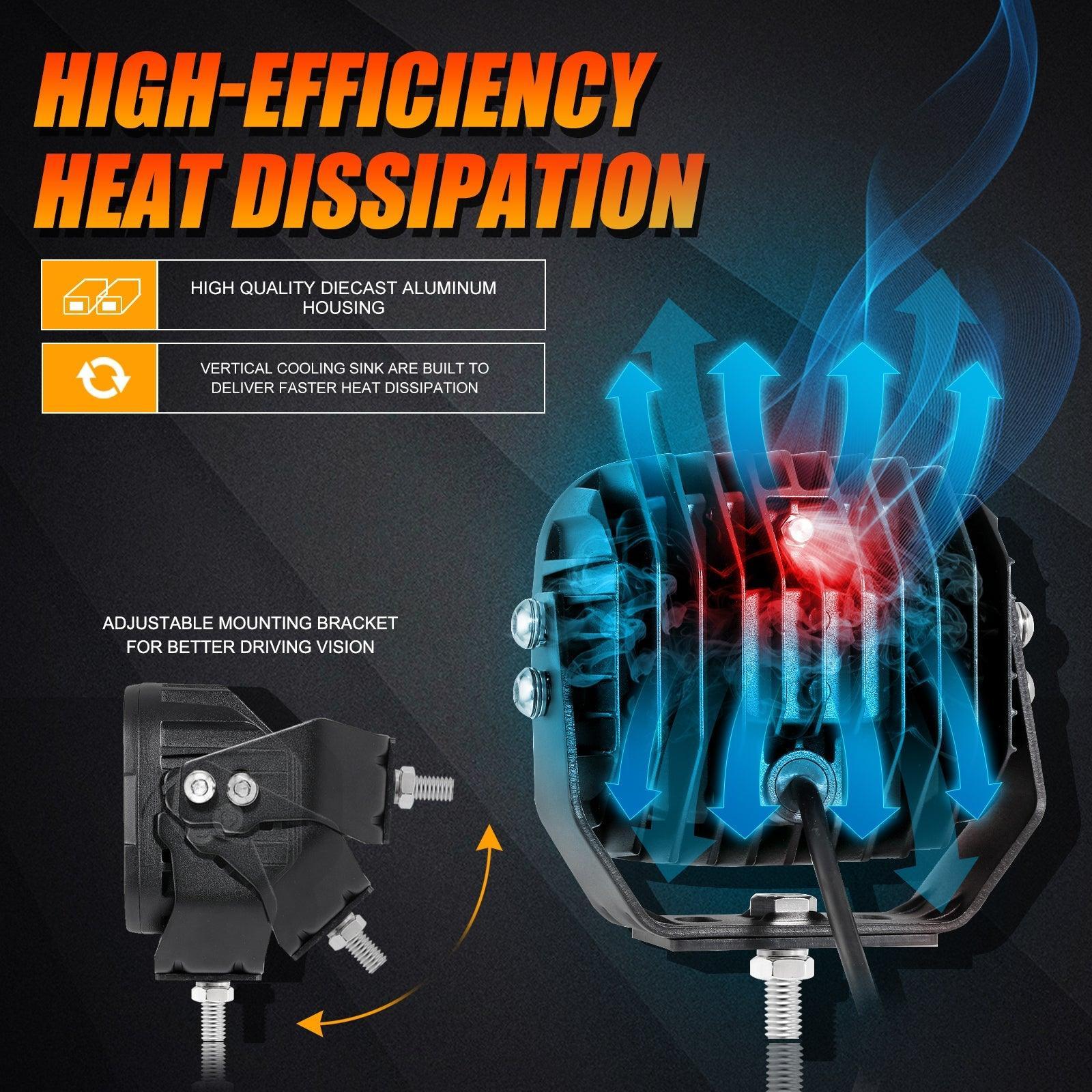 5 Inch 110W White/Amber Spot Light LED Driving Lights for Dodge Ram 1500/2500/3500
