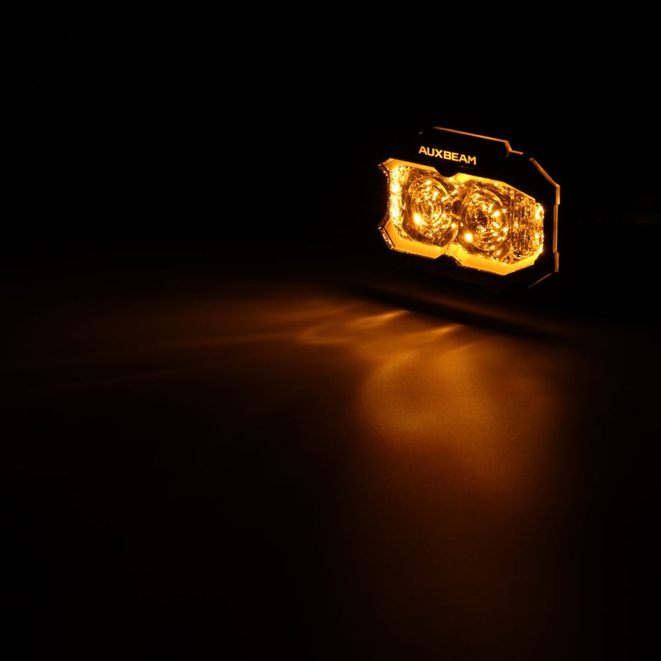 5 Inch Rectangle White Spot with Double Side Anti-Glare LED Pod Lights TIR Lens Side Shooter with Amber Dynamic DRL Ring with Wiring Harness 2 Lead