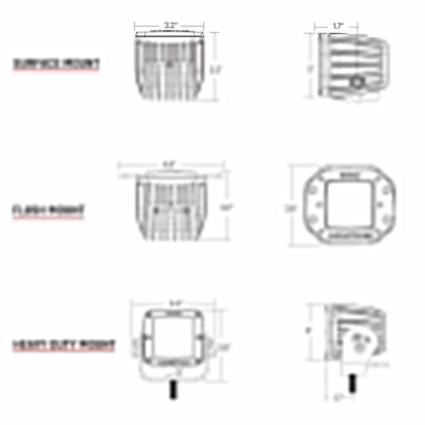 Diffused Rear Facing High/Low Surface Mount Yellow Pair D-Series Pro RIGID Industries