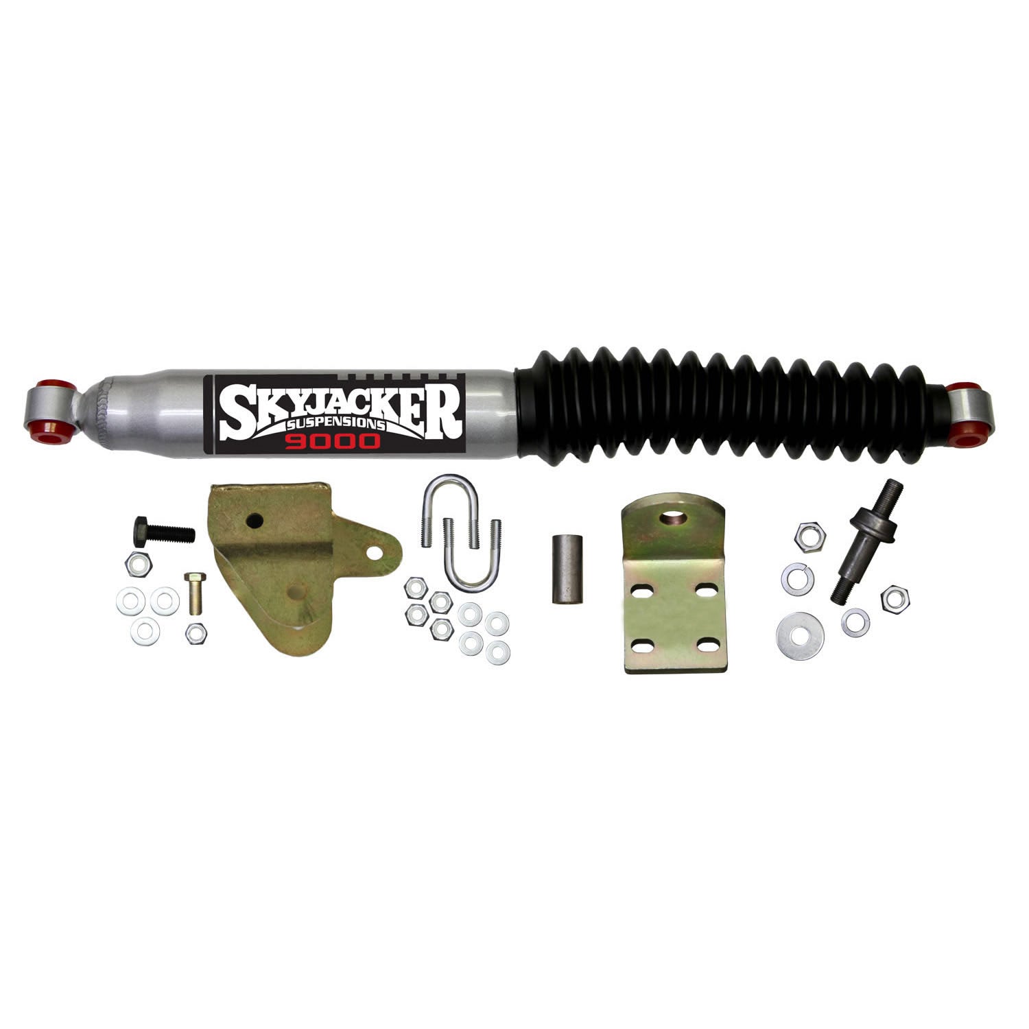 Steering Stabilizer Single Kit For Use w/Adjustable Track Bar And Stabilizer Assembly Silver w/Black Boot Skyjacker