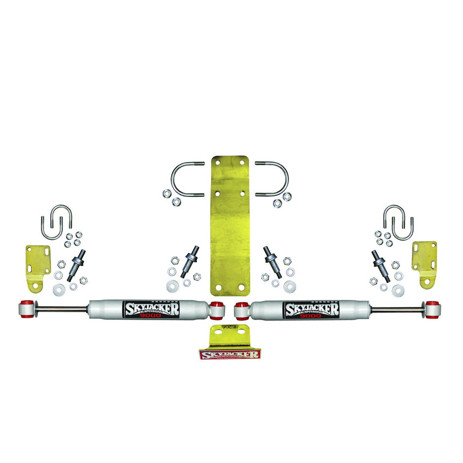Steering Stabilizer Dual Kit Incl. 9000 Steering Dampners Brackets Hardware For Use w/OEM Diameter Tie Rod Assembly Silver Skyjacker