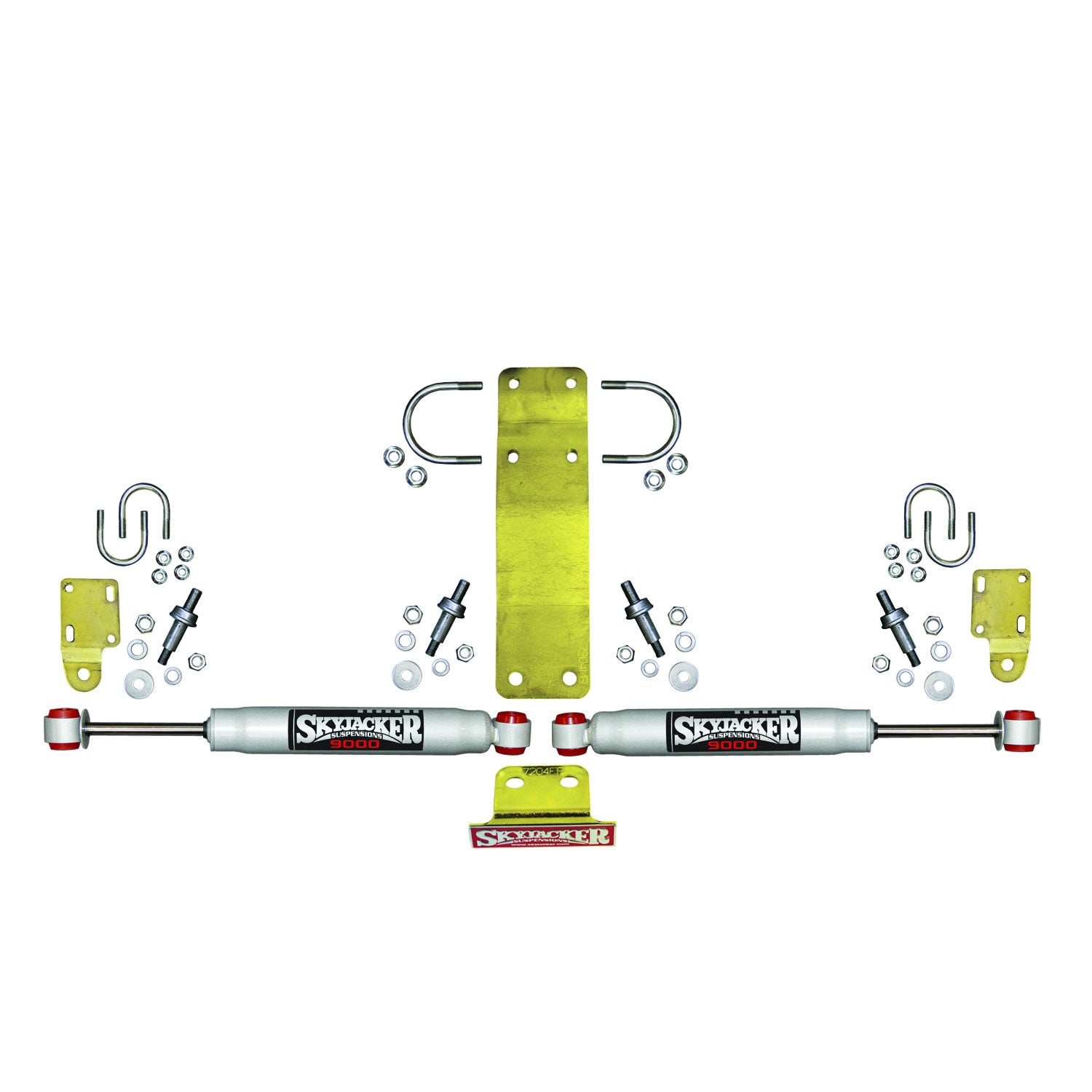 Steering Stabilizer Dual Kit Incl. 9000 Steering Dampners Brackets Hardware For Use w/OEM Diameter Tie Rod Assembly Silver Skyjacker