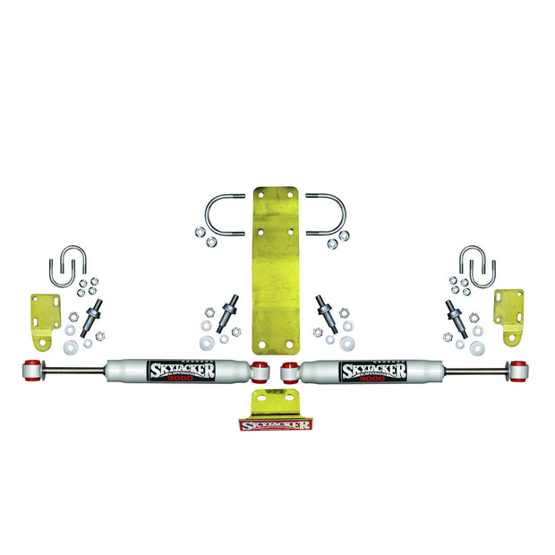 Steering Stabilizer Dual Kit Incl. 9000 Steering Dampners Brackets Hardware For Use w/OEM Diameter Tie Rod Assembly Silver Skyjacker