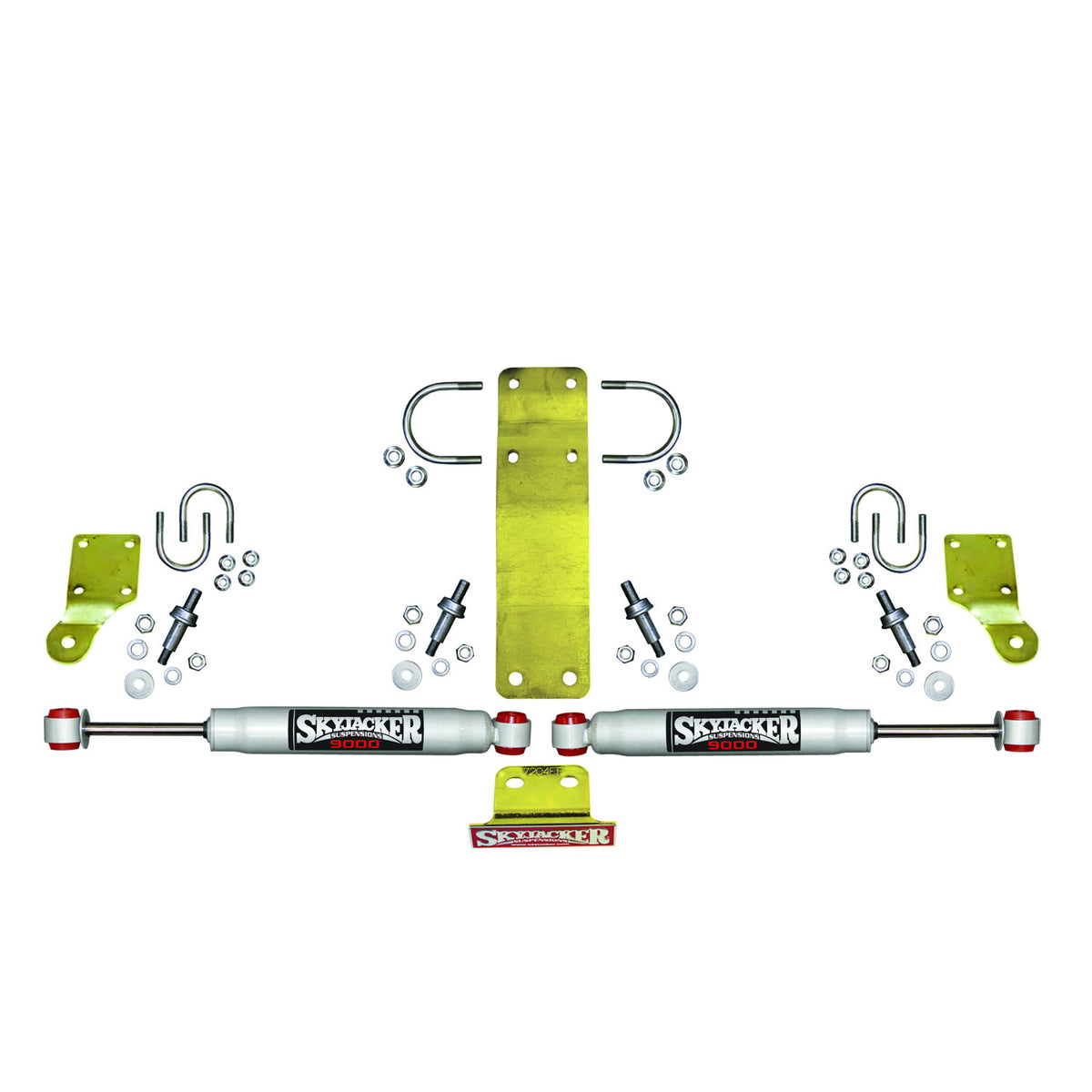 Steering Stabilizer Dual Kit Incl. 9000 Steering Dampners Brackets Hardware For Use w/HD Tie Rod Assembly PN JK717TR Or Other Tie Rod Using 1.75 Inch OD Silver Skyjacker