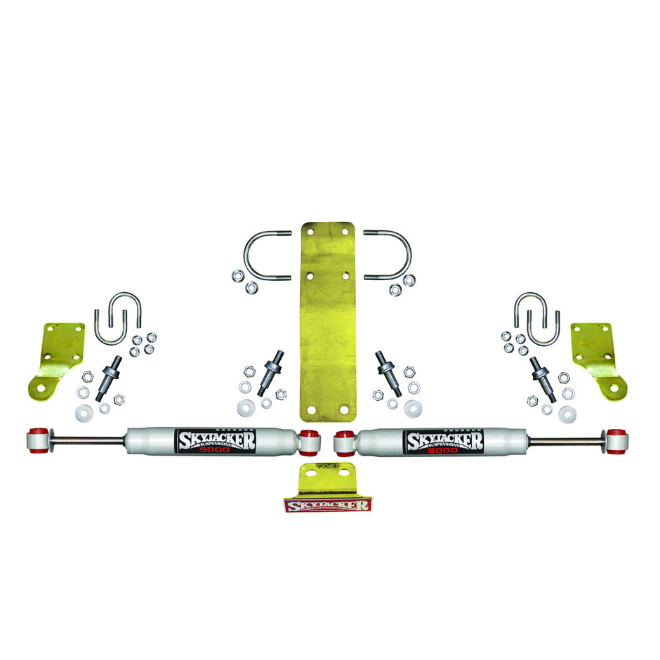 Steering Stabilizer Dual Kit Incl. 9000 Steering Dampners Brackets Hardware For Use w/HD Tie Rod Assembly PN JK717TR Or Other Tie Rod Using 1.75 Inch OD Silver Skyjacker