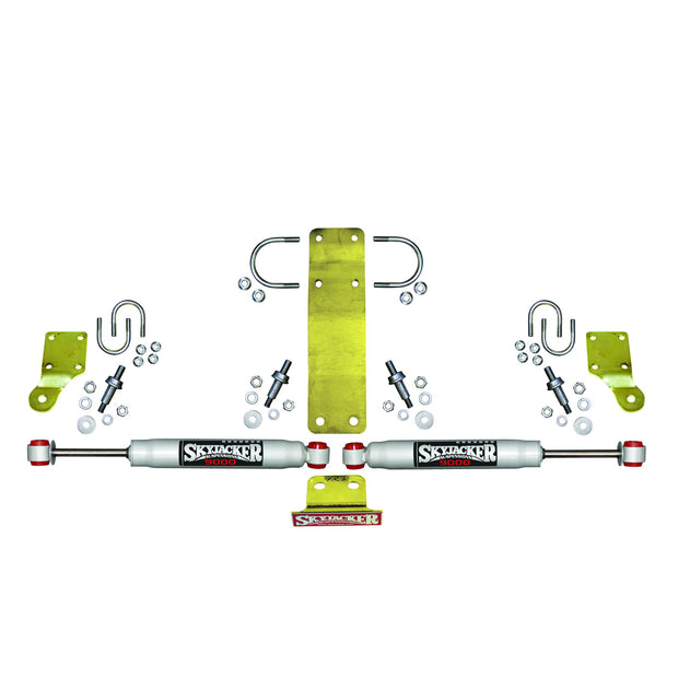Steering Stabilizer Dual Kit Incl. 9000 Steering Dampners Brackets Hardware For Use w/HD Tie Rod Assembly PN JK717TR Or Other Tie Rod Using 1.75 Inch OD Silver Skyjacker