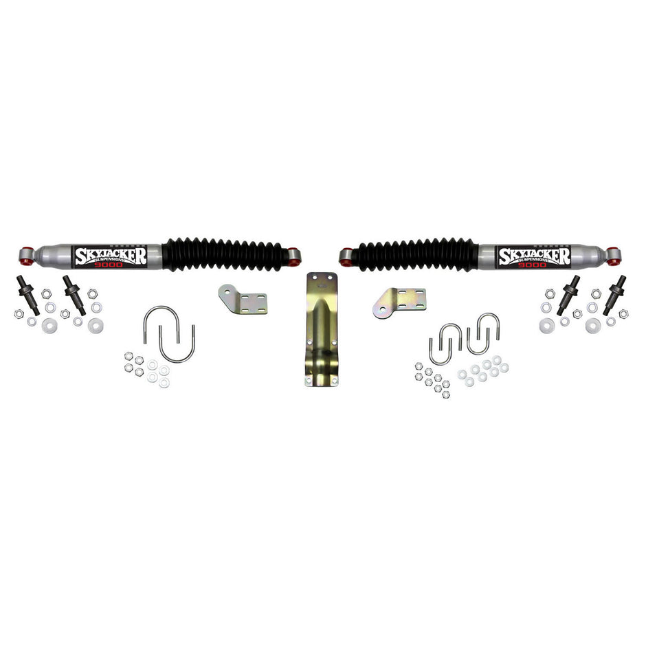 Steering Stabilizer Dual Kit Silver w/Black Boots 05-18 Ford F-350/F-250 Super Duty Skyjacker