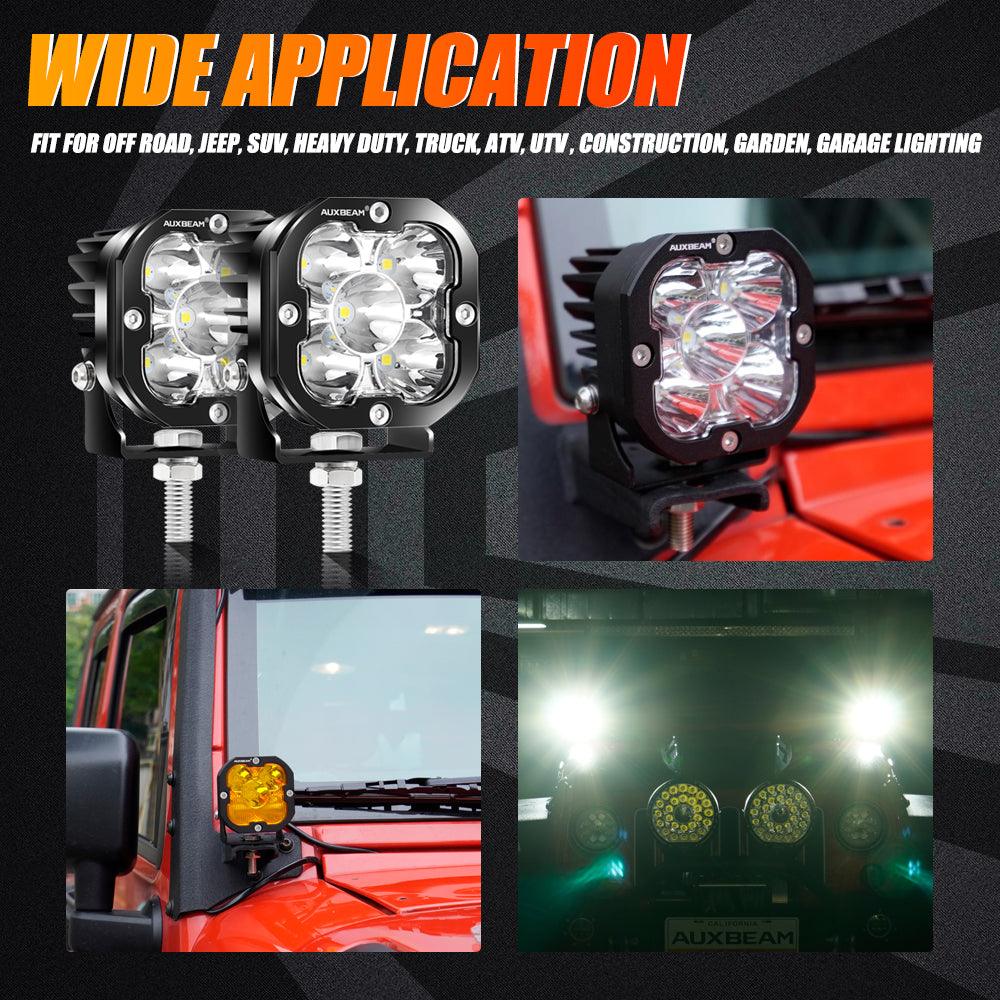 3 Inch 80W 9600LM LED Pods Lights White&Amber for FORD