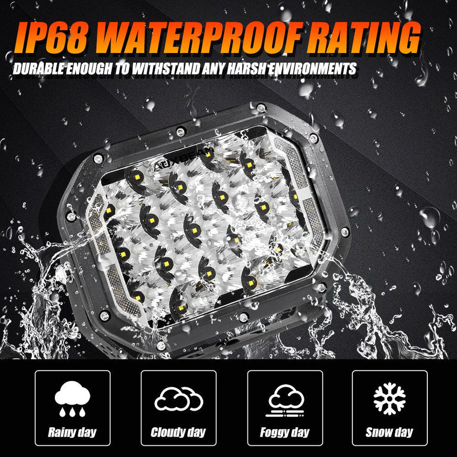 7x5 Inch Rectangle LED Pods White Spot Driving Lights with DRL FOR ATV UTV SIDE BY SIDE 4X4