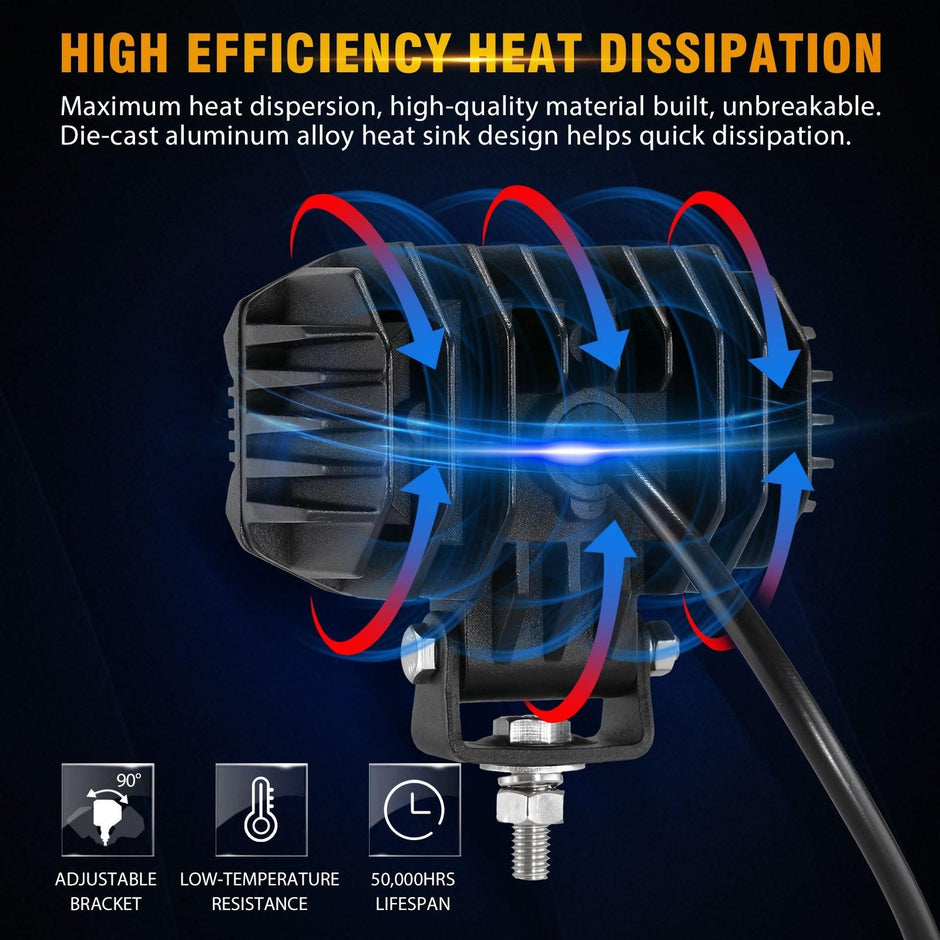 R4 Series | 4 Inch 60W LED Pods Light Flood Beam Amber Light