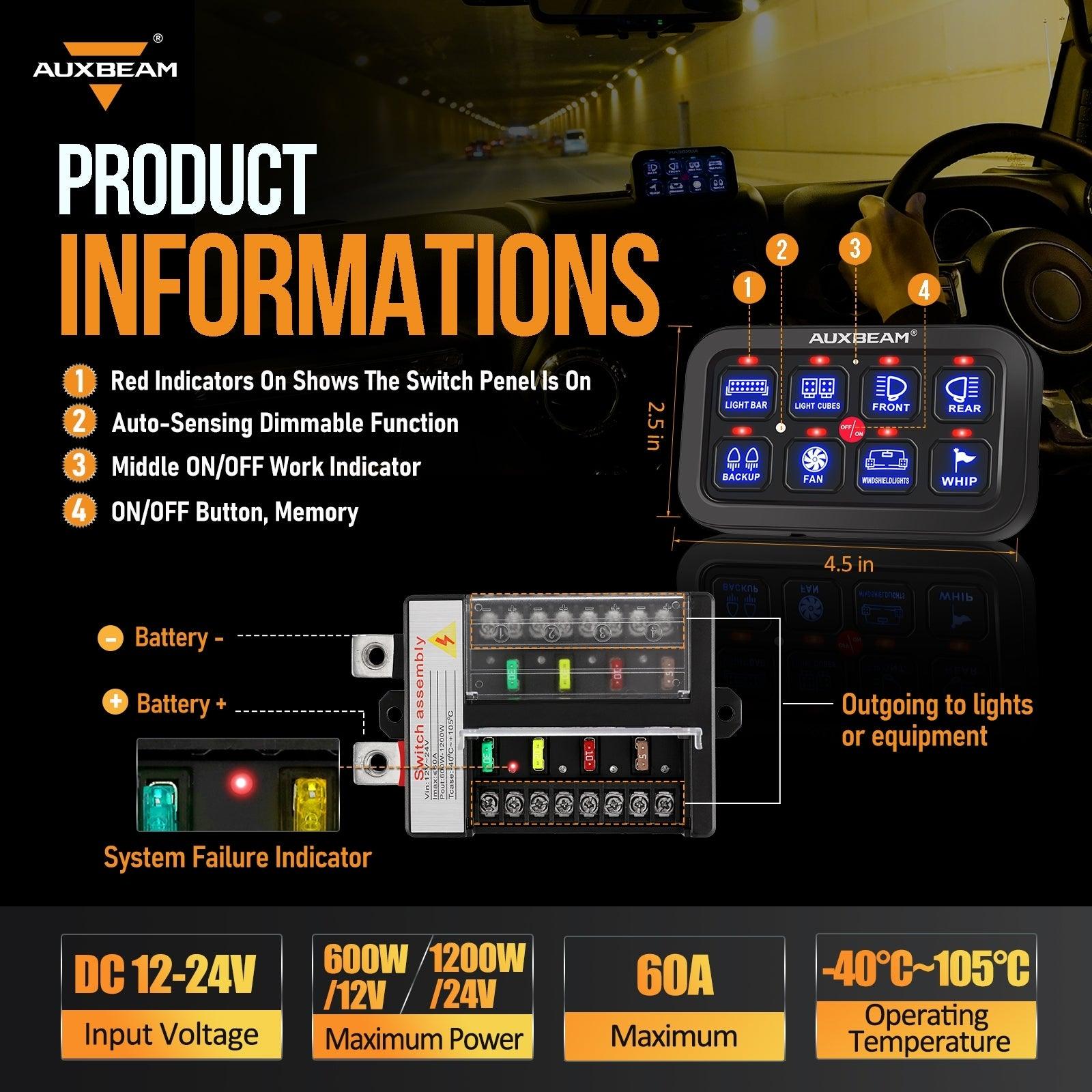 6/8 Gang LED Switch Panel, Off Road Light Controller