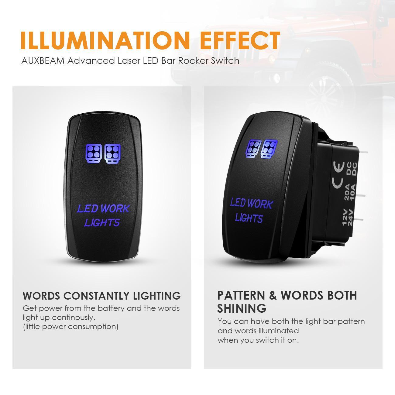 5 Pin Laser On/Off switches 20A/12V 10A/24V Switch with Jumper Wires Set for Cars,Trucks,RVs