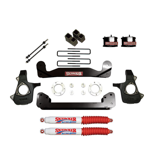Suspension Lift Kit 14-17 Silverado/Sierra 1500 w/Shock Nitro Shocks 4 Inch Lift Incl. Knuckles Crossmembers Blocks Skyjacker