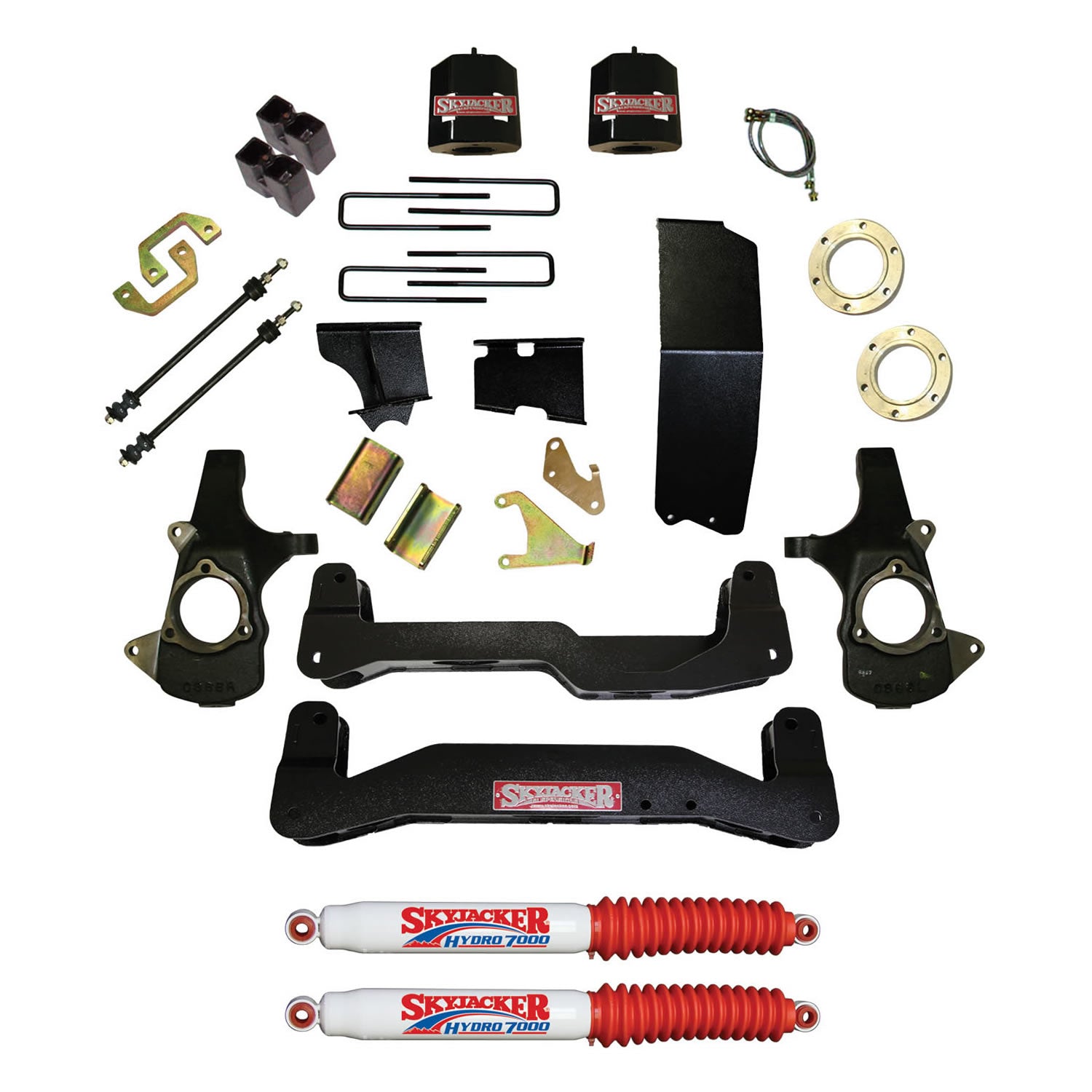 Suspension Lift Kit 14-17 Silverado/Sierra 1500w/Shock 6-7 Inch Lift Incl. Front Spacers Blocks U Bolts For Use w/Aluminum Knuckles Skyjacker