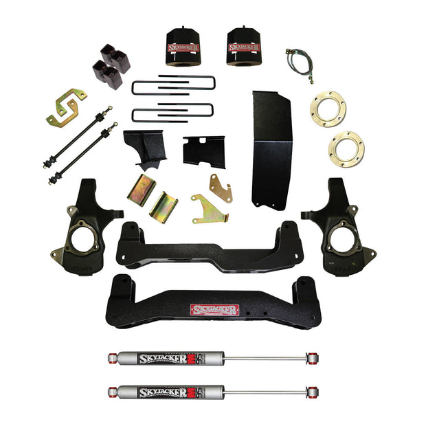 Suspension Lift Kit 14-16 Silverado/Sierra 1500 w/Shock M95 Performance Shocks 6-7 Inch Lift Incl. Knuckles Crossmembers Skid Plate Block/UBolt For Use w/Steel Knuckles Skyjacker