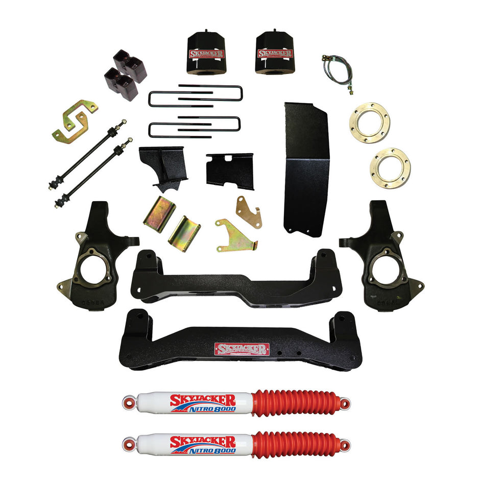 Suspension Lift Kit 14-16 Silverado/Sierra 1500 w/Shock Nitro Shocks 6-7 Inch Lift Incl. Knuckles Crossmembers Skid Plate Skyjacker