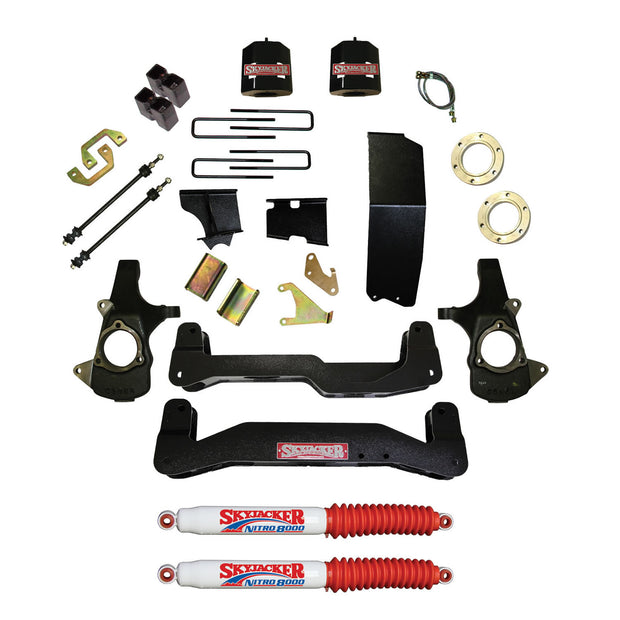 Suspension Lift Kit 14-16 Silverado/Sierra 1500 w/Shock Nitro Shocks 6-7 Inch Lift Incl. Knuckles Crossmembers Skid Plate Skyjacker