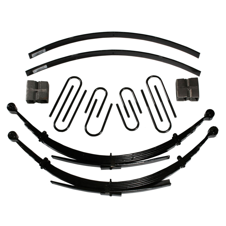 Lift Kit 8 Inch Lift 75-86 K5 Blazer Includes Front Leaf Springs Front/Rear U Bolt Kits Bushing Kit Rear Blocks Brake Line Brackets Rear Add-A-Leafs Skyjacker