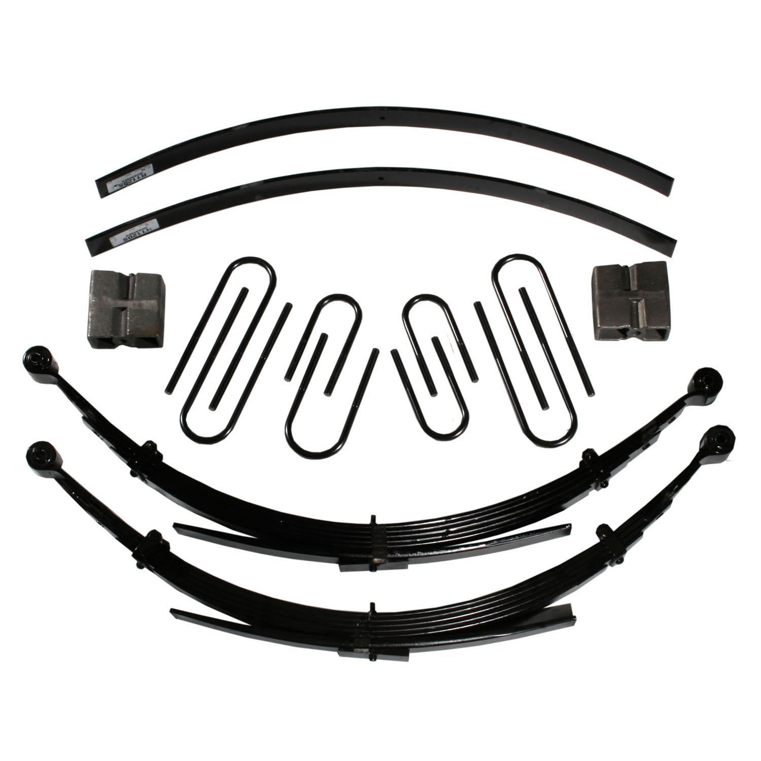Lift Kit 8 Inch Lift 75-86 K5 Blazer Includes Front Leaf Springs Front/Rear U Bolt Kits Bushing Kit Rear Blocks Brake Line Brackets Rear Add-A-Leafs Skyjacker