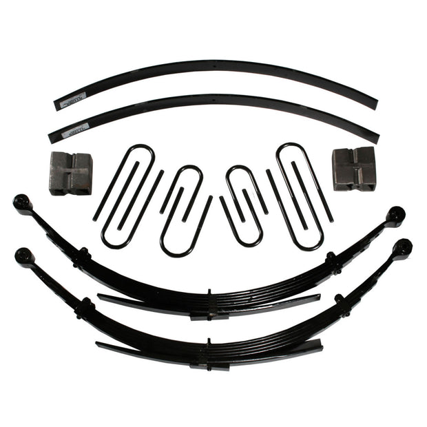 Lift Kit 8 Inch Lift 77-86 Chevrolet K30 77-78 GMC K35 79-86 GMC K3500 87 Chevrolet V30 87 GMC V3500 Includes Front Leaf Springs Front/Rear U Bolt Kits Bushing Kit Rear Block Brake Line Bracket Rear Add-A-Leafs Skyjacker