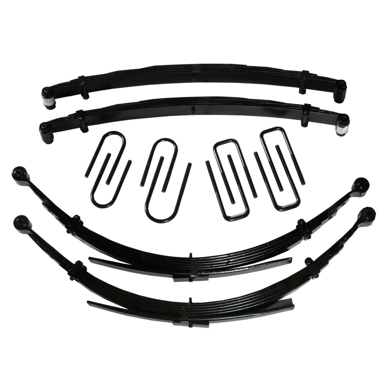 Lift Kit 2.5 Inch Lift 68-73 GMC K15/K1500 Suburban 69-72 GMC K25/K2500 Suburban 69-72 Chevrolet K10 Suburban 69-72 Chevrolet K20 Suburban For Use w/52 Inch Rear Springs Includes Front/Rear Leaf Springs Front/Rear U Bolt Kits Bushing Kit Skyjacker
