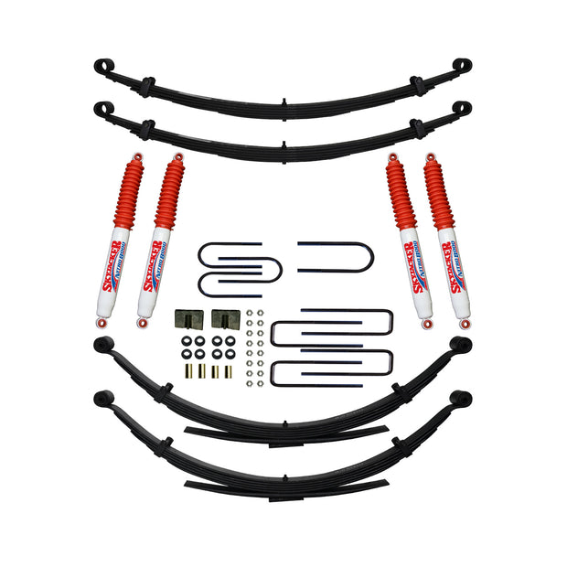 Suspension Lift Kit w/Shock Nitro Shocks 4 Inch Lift Incl. Front/Rear Leaf Springs Front/Rear U Bolt Kits Bushing Kit Skyjacker