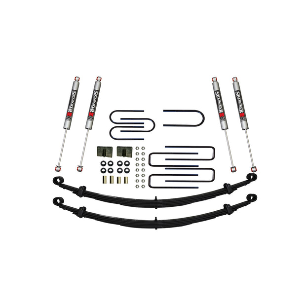 Suspension Lift Kit w/Shock M95 Performance Shocks 4 Inch Lift Incl. Front Leaf Springs Front/Rear U Bolt Kits Bushing Kits Rear Block Skyjacker