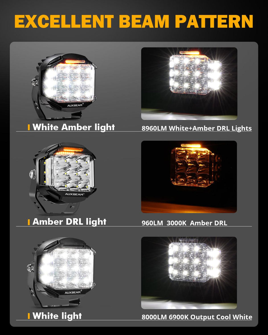 V-max Series 6Pcs Side Shooter Pod Lights with Power Harness