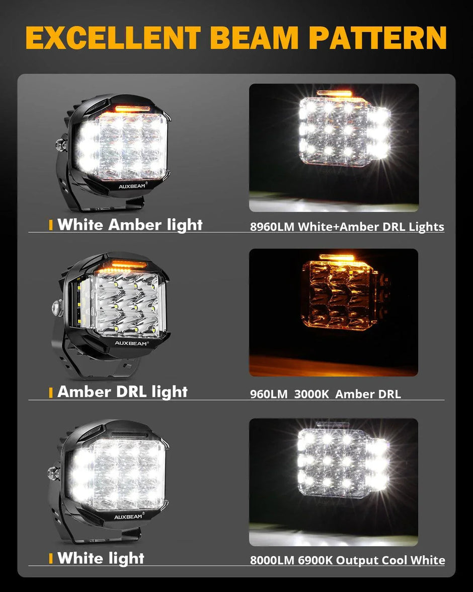 V-max Series 6Pcs Side Shooter Pod Lights with Power Harness