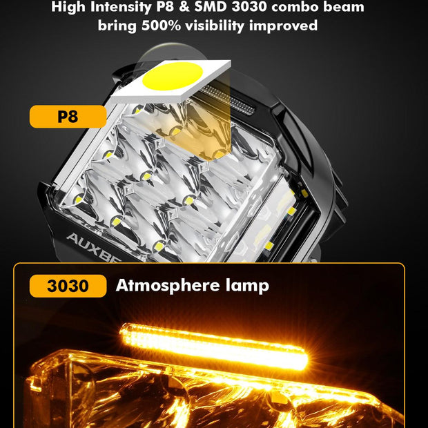 V-max Series 6Pcs Side Shooter Pod Lights with Power Harness