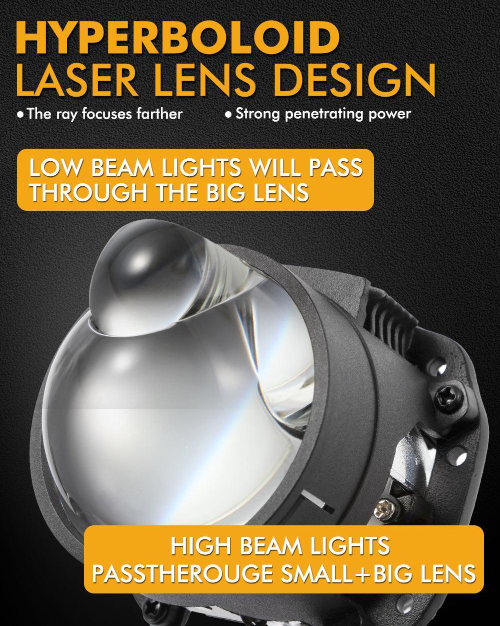 (2pcs/Set)2.5 Inch 90W 70W Hi/Lo Beam Bi-LED Laser Projector Lens Headlight S8 Series Non-Destructive Installation Projector Lens -S8 Laser
